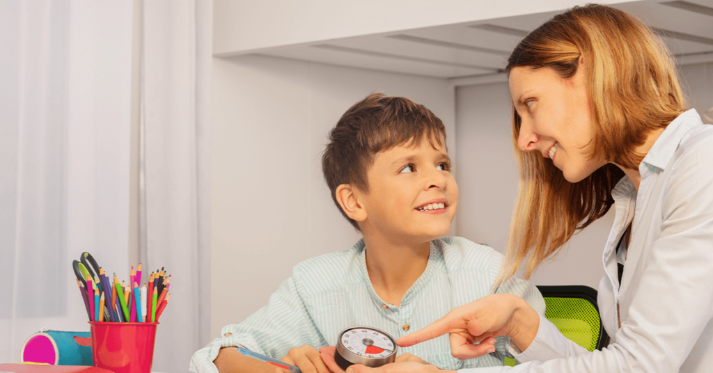 Boy with Autism talking to his Mom